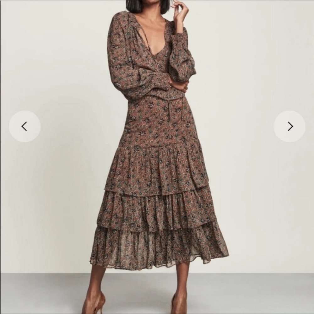 VERONICA BEARD Tunis Long-Sleeve Tiered Dress Sz 2
